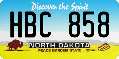 ND license plate HBC858