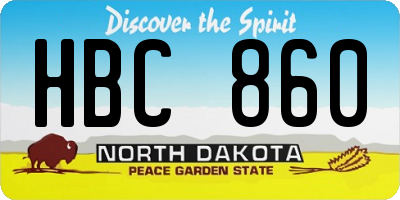 ND license plate HBC860