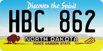 ND license plate HBC862