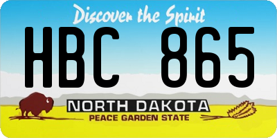 ND license plate HBC865