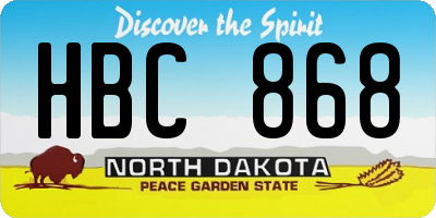 ND license plate HBC868