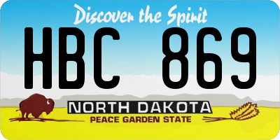 ND license plate HBC869