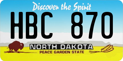 ND license plate HBC870