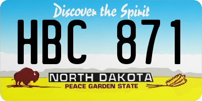 ND license plate HBC871