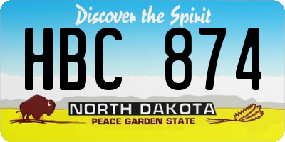 ND license plate HBC874