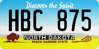 ND license plate HBC875