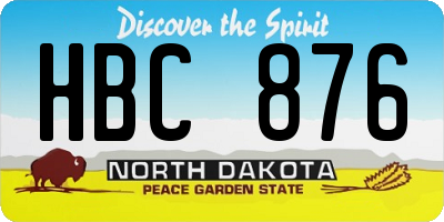 ND license plate HBC876