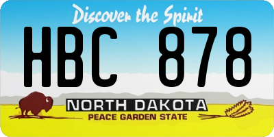 ND license plate HBC878