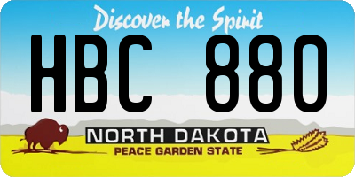 ND license plate HBC880