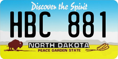 ND license plate HBC881