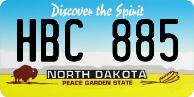 ND license plate HBC885