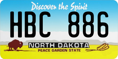 ND license plate HBC886