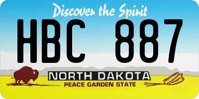 ND license plate HBC887