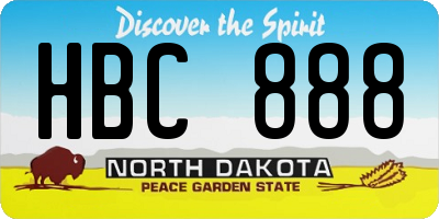 ND license plate HBC888