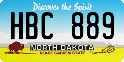 ND license plate HBC889