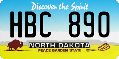 ND license plate HBC890