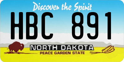 ND license plate HBC891