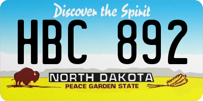 ND license plate HBC892