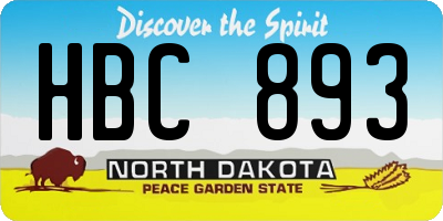 ND license plate HBC893