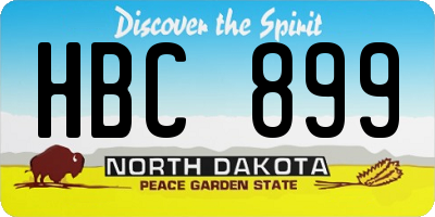 ND license plate HBC899