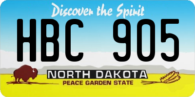 ND license plate HBC905