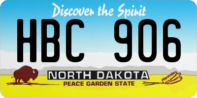 ND license plate HBC906