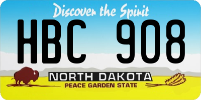 ND license plate HBC908