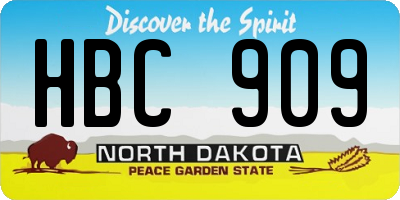 ND license plate HBC909