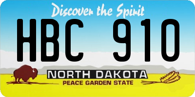 ND license plate HBC910