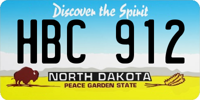 ND license plate HBC912