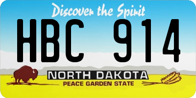 ND license plate HBC914