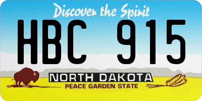 ND license plate HBC915