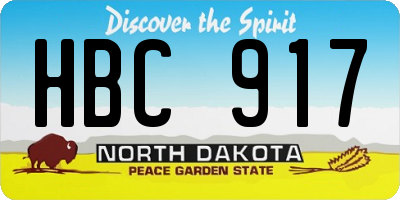 ND license plate HBC917