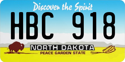 ND license plate HBC918