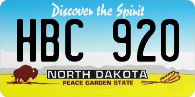 ND license plate HBC920