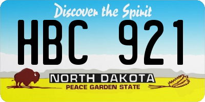 ND license plate HBC921