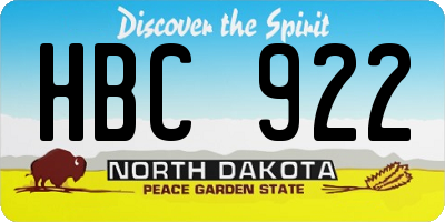 ND license plate HBC922