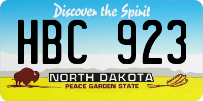 ND license plate HBC923