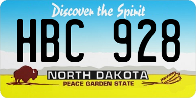 ND license plate HBC928