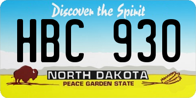 ND license plate HBC930