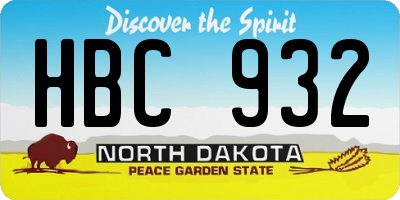 ND license plate HBC932