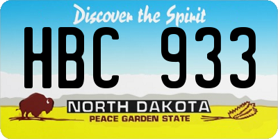 ND license plate HBC933