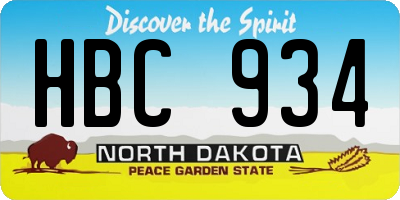 ND license plate HBC934