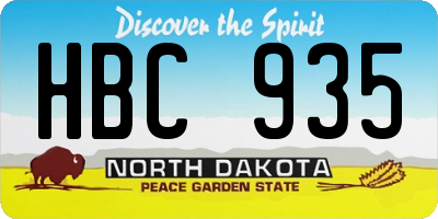 ND license plate HBC935