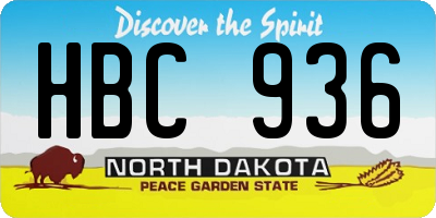 ND license plate HBC936