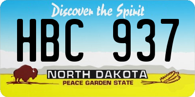 ND license plate HBC937