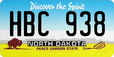 ND license plate HBC938