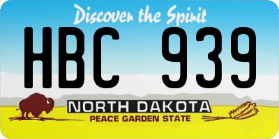 ND license plate HBC939