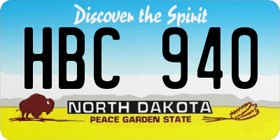 ND license plate HBC940