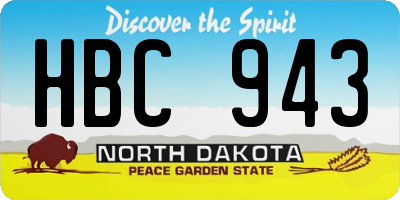 ND license plate HBC943